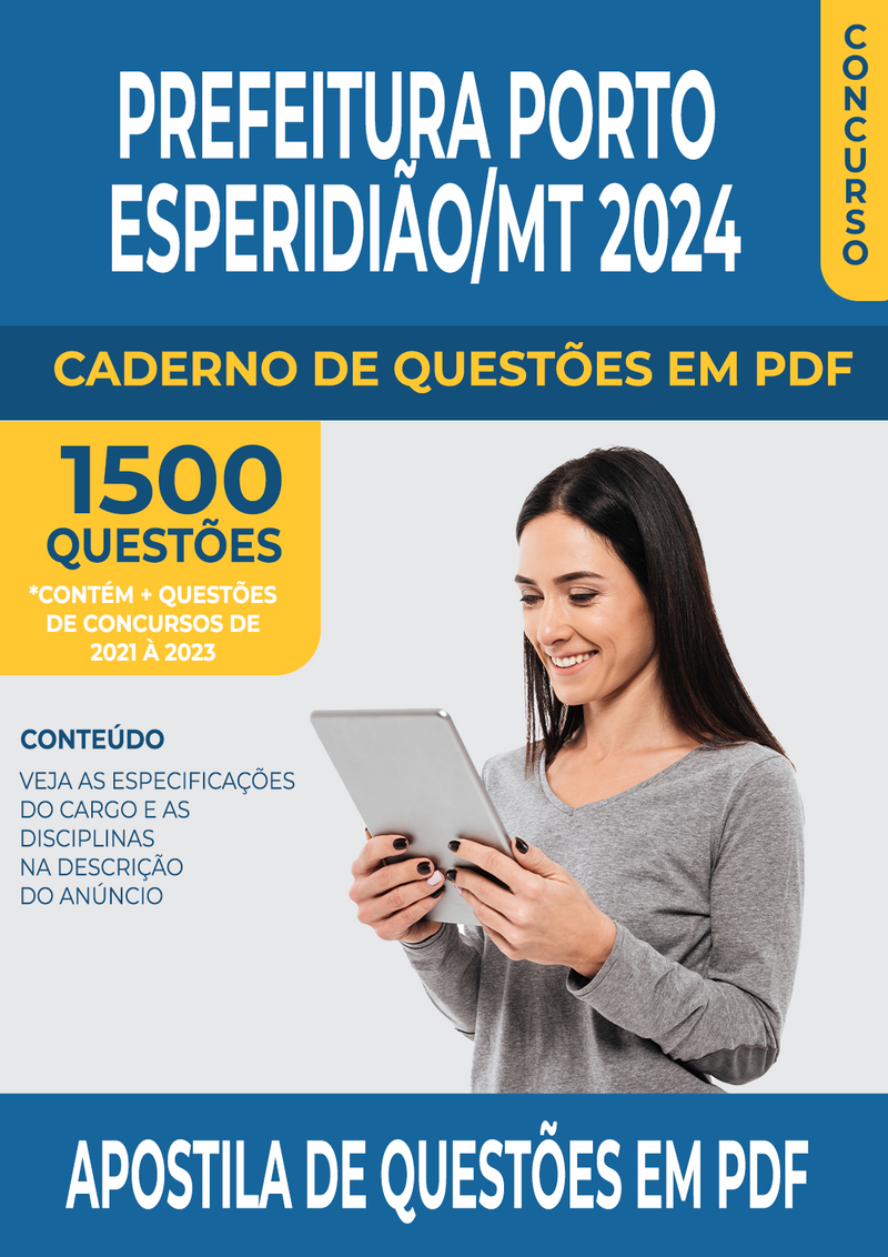 Apostila de Questões para Concurso da Prefeitura de Porto Esperidião/MT 2024 para Recepcionista - Mais de 1.500 Questões Gabaritadas | loja123shop