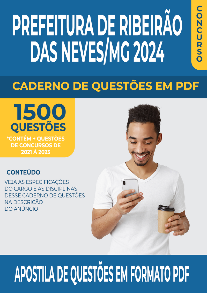 Apostila de Questões para Concurso da Prefeitura de Ribeirão das Neves/MG 2024 para Professor de Português - Mais de 1.500 Questões Gabaritadas | loja123shop
