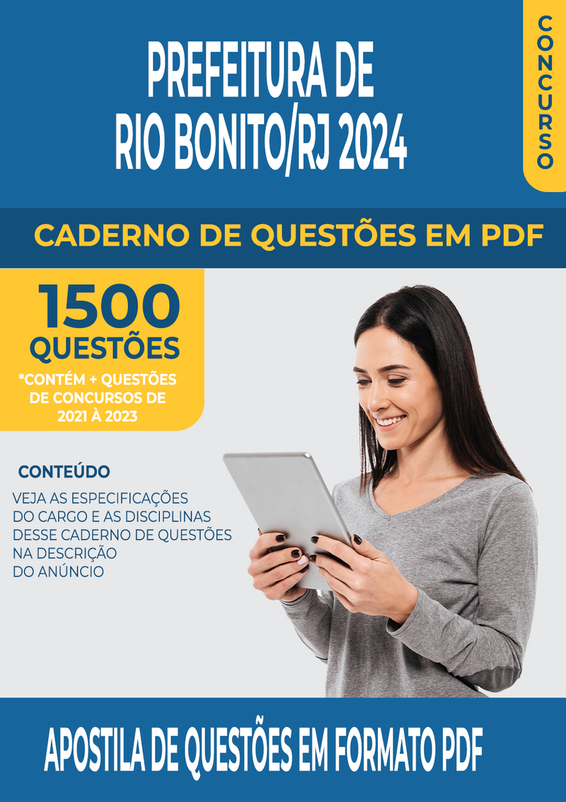 Apostila de Questões para Concurso da Prefeitura de Rio Bonito/RJ 2024 para Professor de Inglês - Mais de 1.500 Questões Gabaritadas | loja123shop