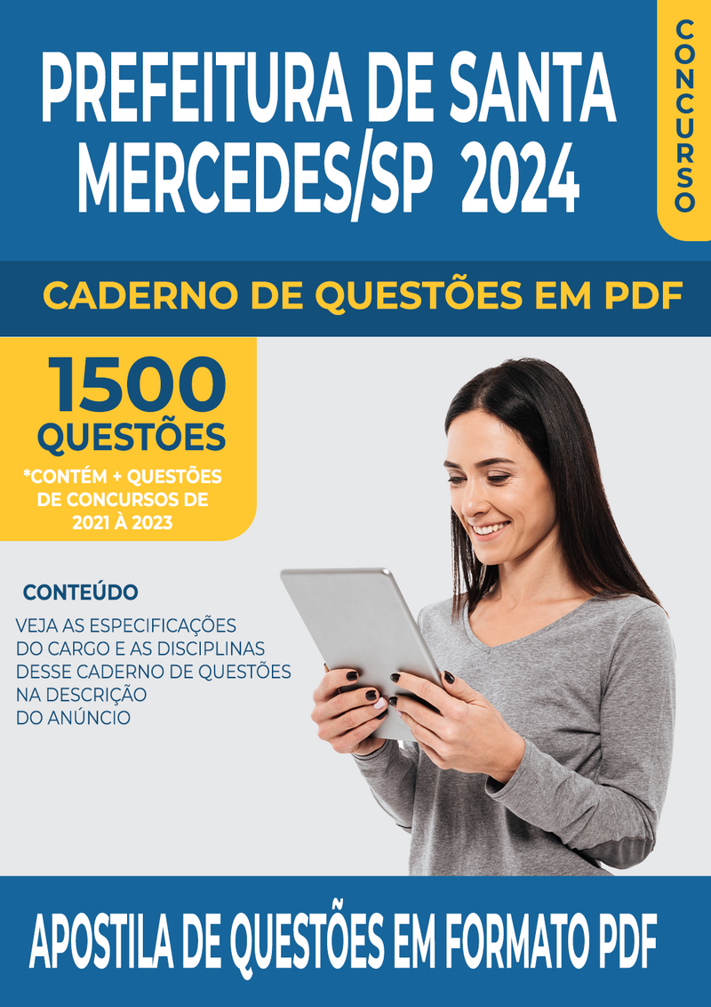 Apostila de Questões para Concurso da Prefeitura de Santa Mercedes/SP 2024 para Farmacêutico Bioquímico - Mais de 1.500 Questões Gabaritadas | loja123shop