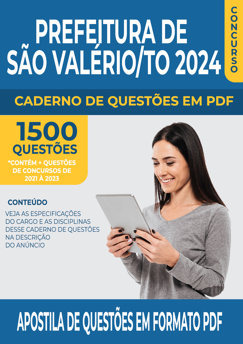 Apostila de Questões para Concurso da Prefeitura de São Valério/TO 2024 para Técnico em Saúde Bucal - Mais de 1.500 Questões Gabaritadas | loja123shop