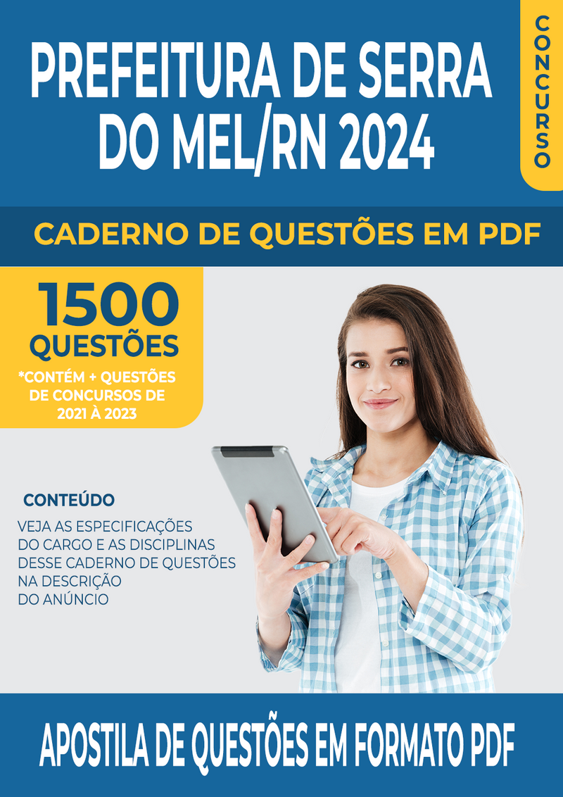 Apostila de Questões para Concurso da Prefeitura de Serra do Mel/RN 2024 para Professor Pedagogo - Mais de 1.500 Questões Gabaritadas | loja123shop
