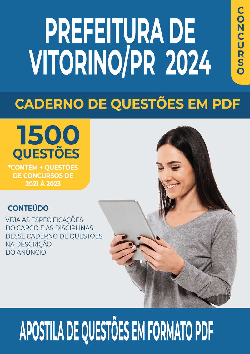 Apostila de Questões para Concurso da Prefeitura de Vitorino/PR 2024 para Professor de Matemática - Mais de 1.500 Questões Gabaritadas | loja123shop