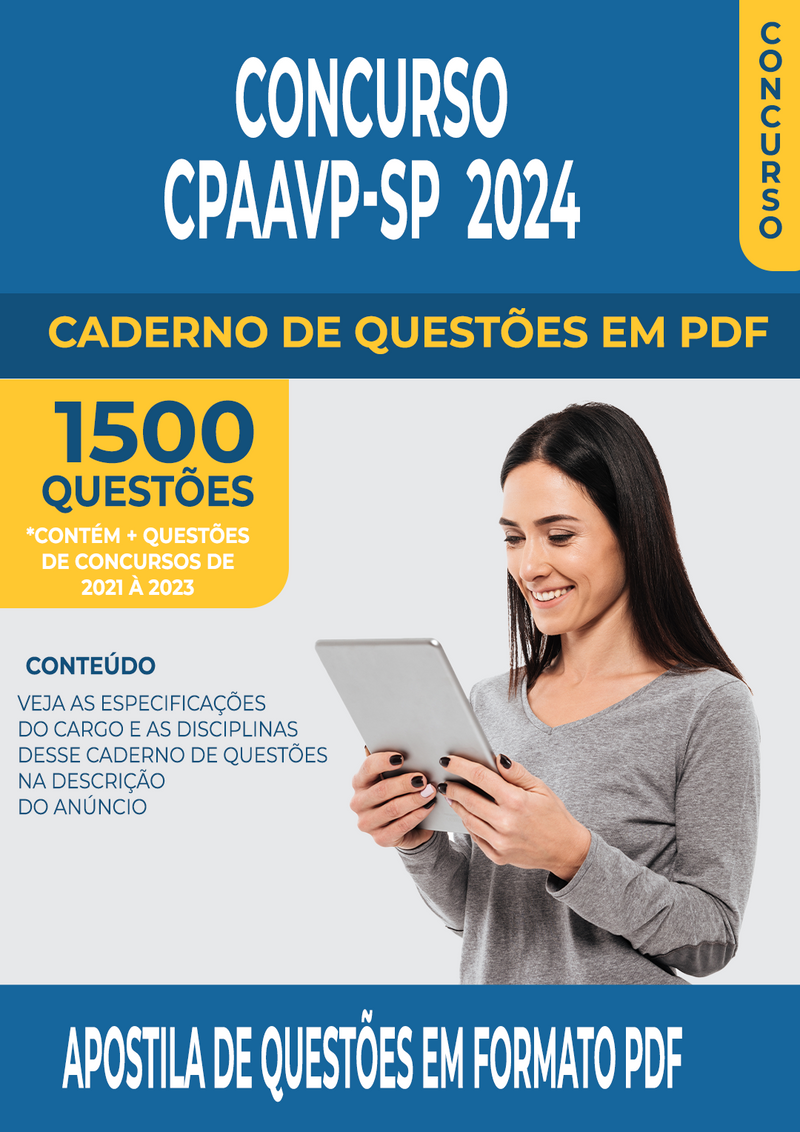 Apostila de Questões para Concurso da CPAAVP/SP  2024 para Assistente Administrativo - Mais de 1.500 Questões Gabaritadas | loja123shop