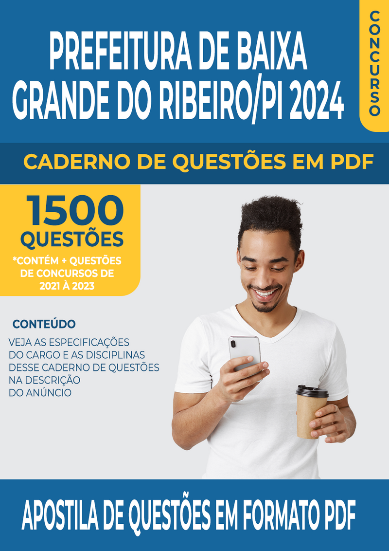 Apostila de Questões para Concurso da Prefeitura de Baixa Grande do Ribeiro/PI 2024 para Servente Escolar - Mais de 1.500 Questões Gabaritadas | loja123shop
