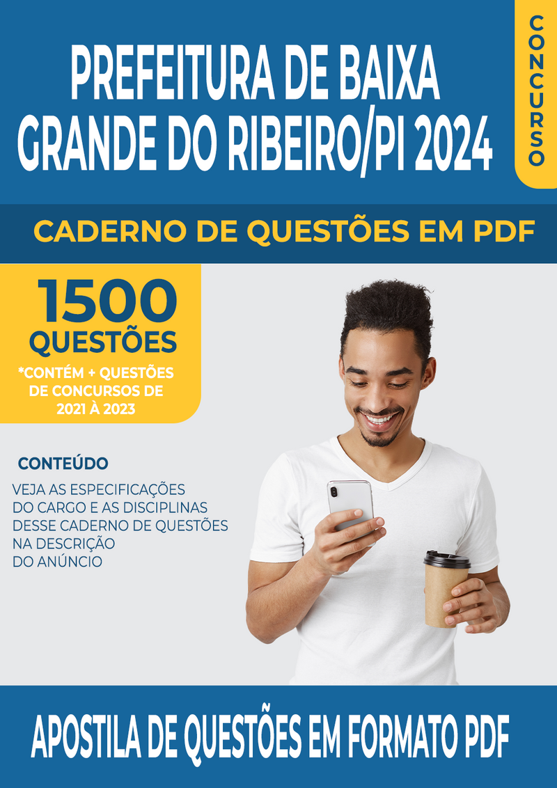 Apostila de Questões para Concurso da Prefeitura de Baixa Grande do Ribeiro/PI 2024 para Professor de Língua Portuguesa - Mais de 1.500 Questões Gabaritadas | loja123shop