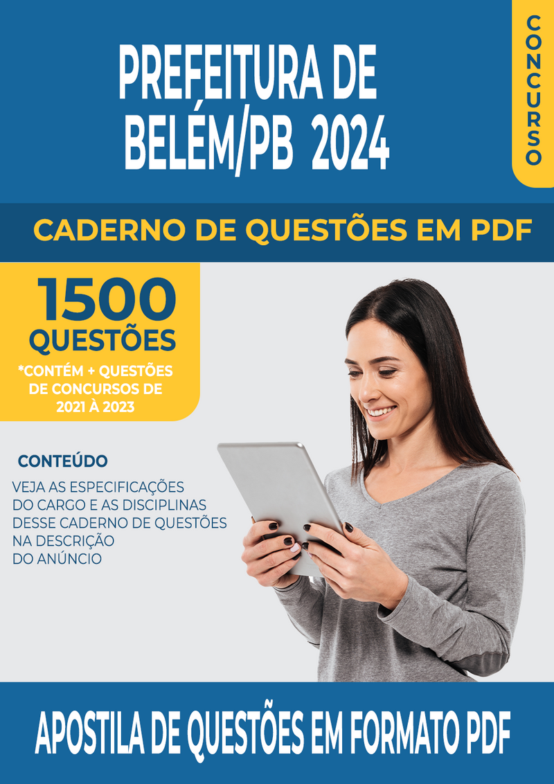 Apostila de Questões para Concurso da Prefeitura de Belém/PB para Auxiliar de Saúde Bucal - Mais de 1.500 Questões Gabaritadas | loja123shop