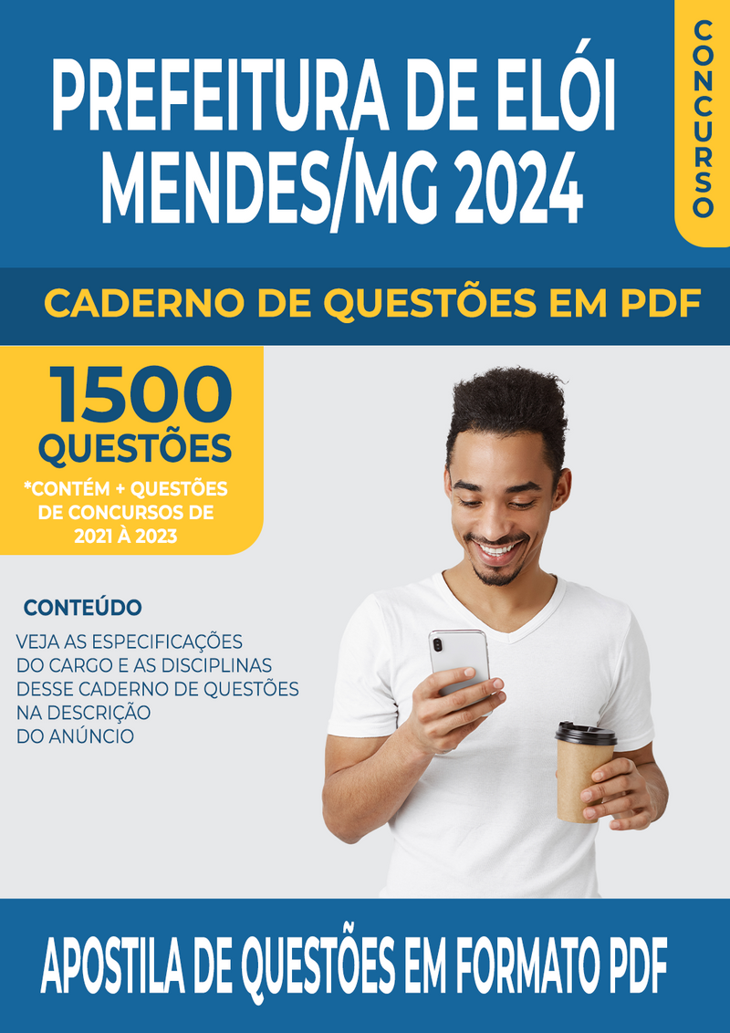 Apostila de Questões para Concurso da Prefeitura de Elói Mendes/MG para Professor de Matemática - Mais de 1.500 Questões Gabaritadas | loja123shop