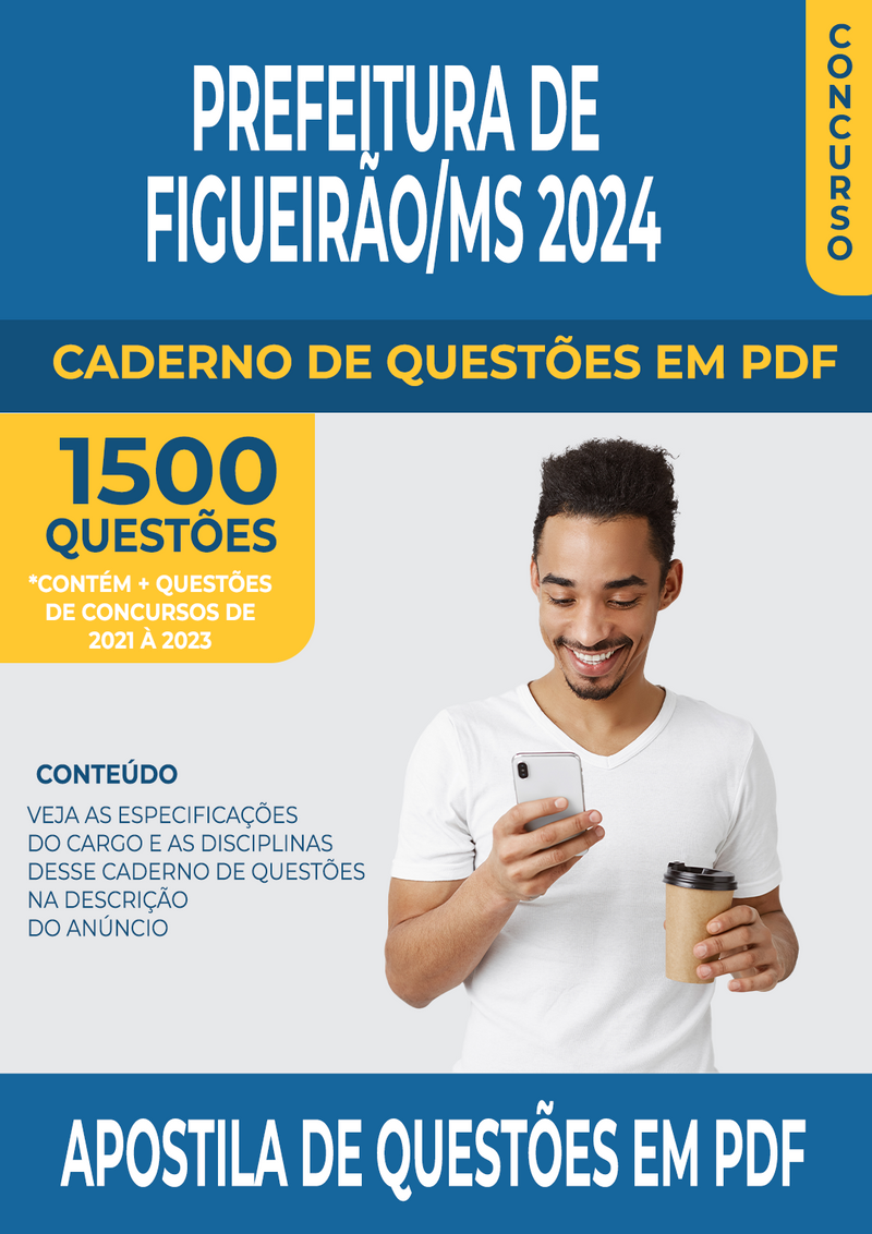 Apostila de Questões para Concurso da Prefeitura de Figueirão/MS 2024 para Professor Pedagogo - Mais de 1.500 Questões Gabaritadas | loja123shop