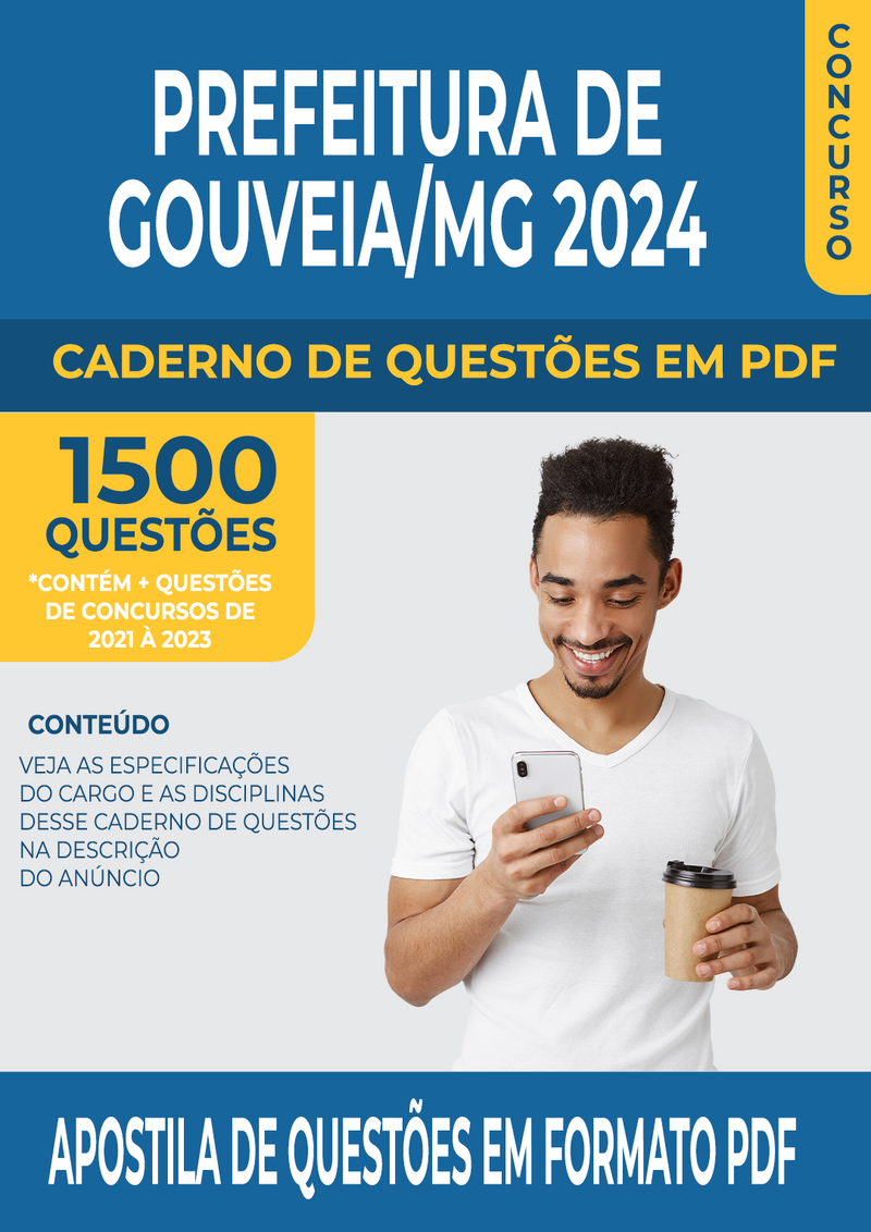 Apostila de Questões para Concurso da Prefeitura de Gouveia/MG para Professor de Português - Mais de 1.500 Questões Gabaritadas | loja123shop