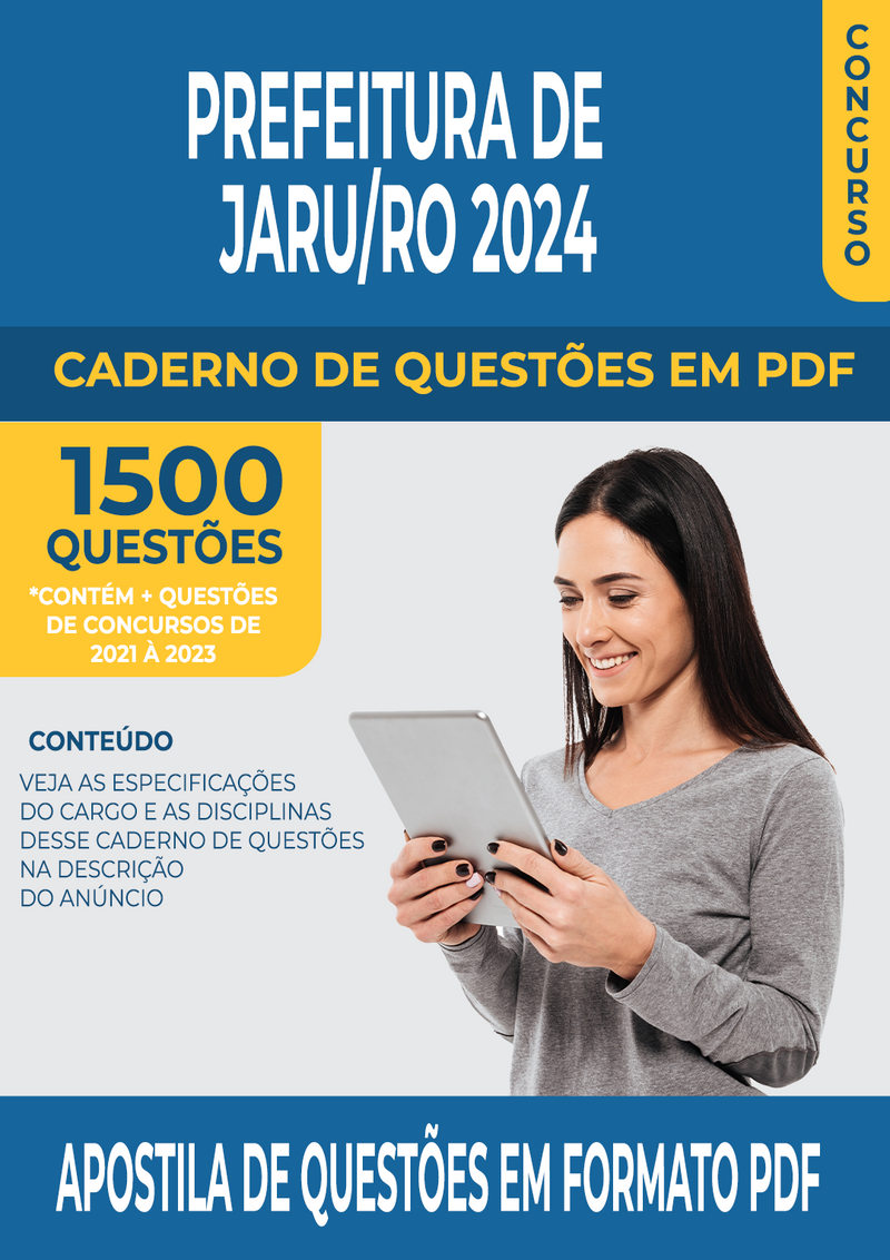 Apostila de Questões para Concurso da Prefeitura de Jarú/RO 2024 para Professor de Ensino Religioso- Mais de 1.500 Questões Gabaritadas | loja123shop