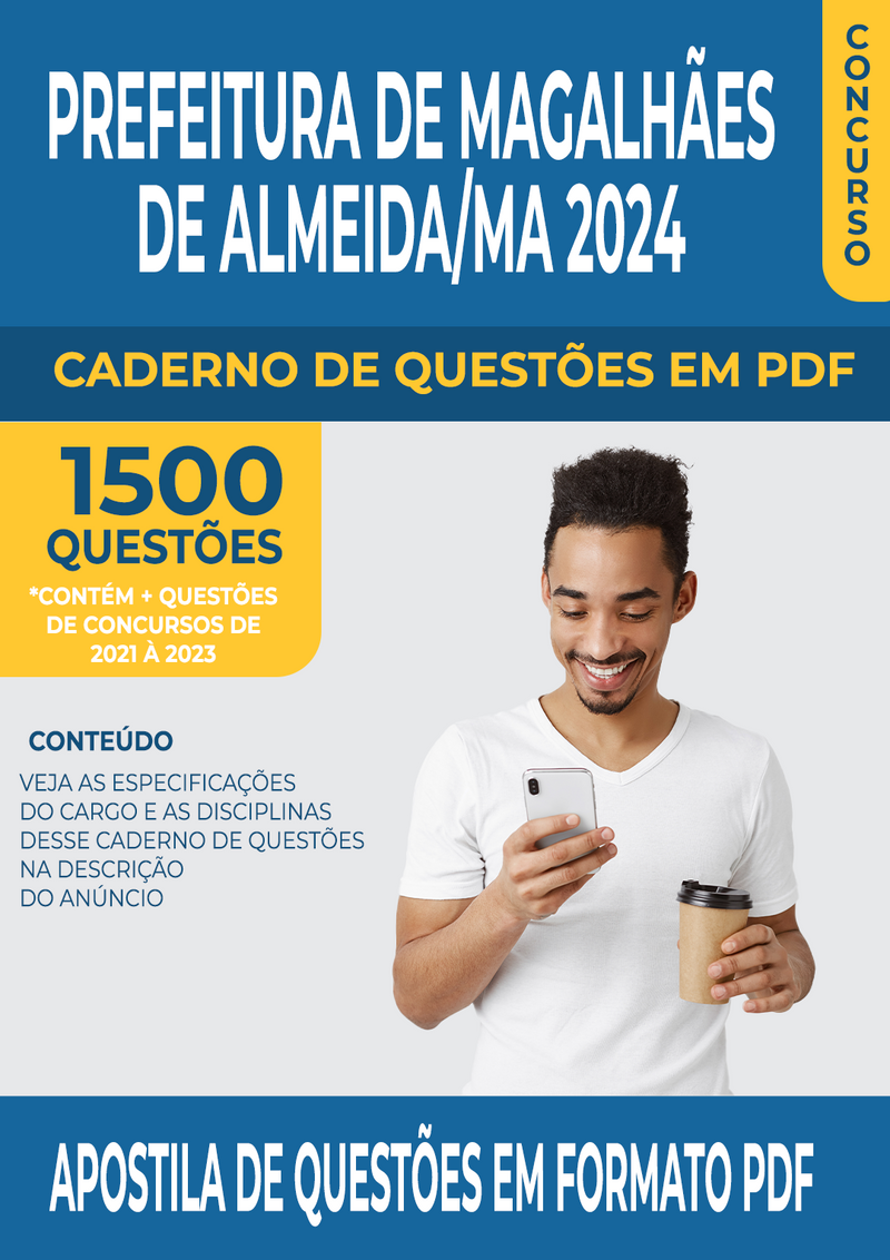 Apostila de Questões para Concurso da Prefeitura de Magalhães de Almeida/MA para Professor de Matemática - Mais de 1.500 Questões Gabaritadas | loja123shop