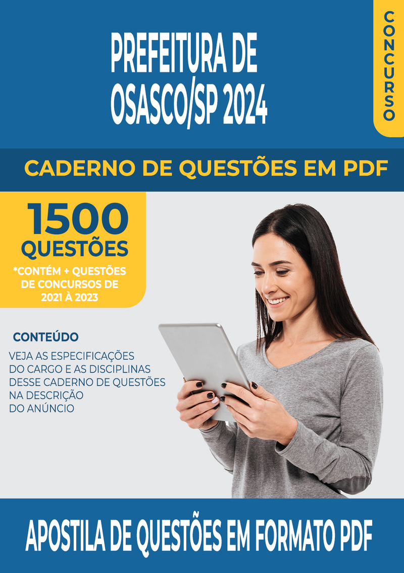 Apostila de Questões para Concurso da Prefeitura de Osasco/SP 2024 para Professor de Química - Mais de 1.500 Questões Gabaritadas | loja123shop