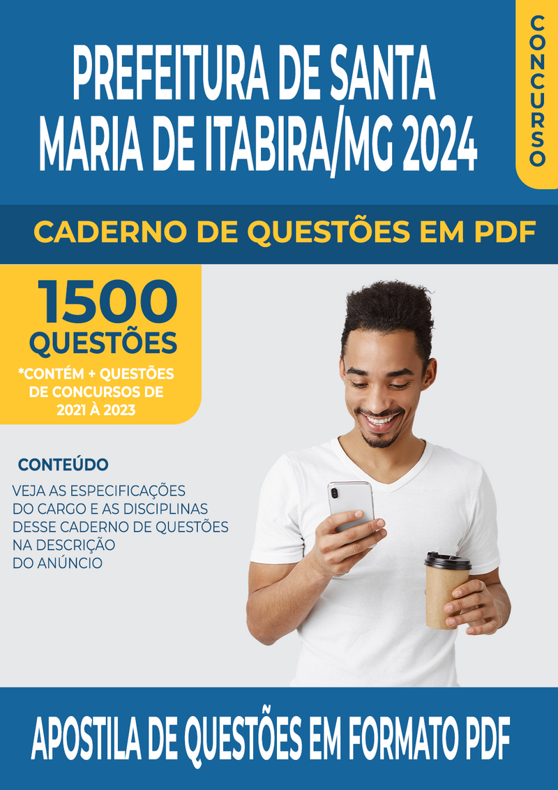 Apostila de Questões para Concurso da Prefeitura de Santa Maria de Itabira/MG para Professor de Matemática - Mais de 1.500 Questões Gabaritadas | loja123shop