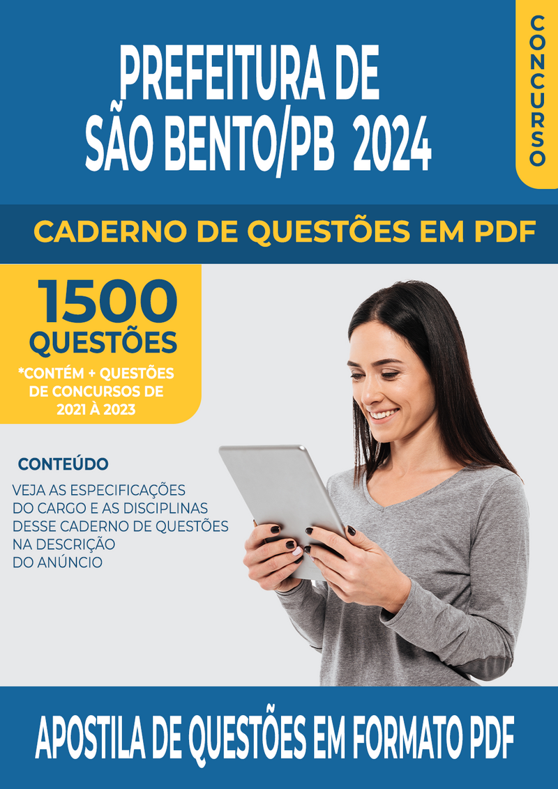 Apostila de Questões para Concurso da Prefeitura de São Bento/PB para Professor de Educação Infantil - Mais de 1.500 Questões Gabaritadas | loja123shop