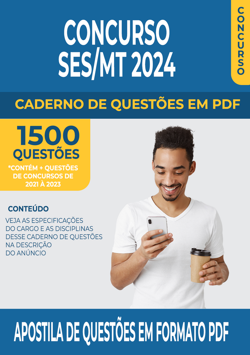Apostila de Questões para Concurso da SES/MT 2024 para Professor de Matemática - Mais de 1.500 Questões Gabaritadas | loja123shop