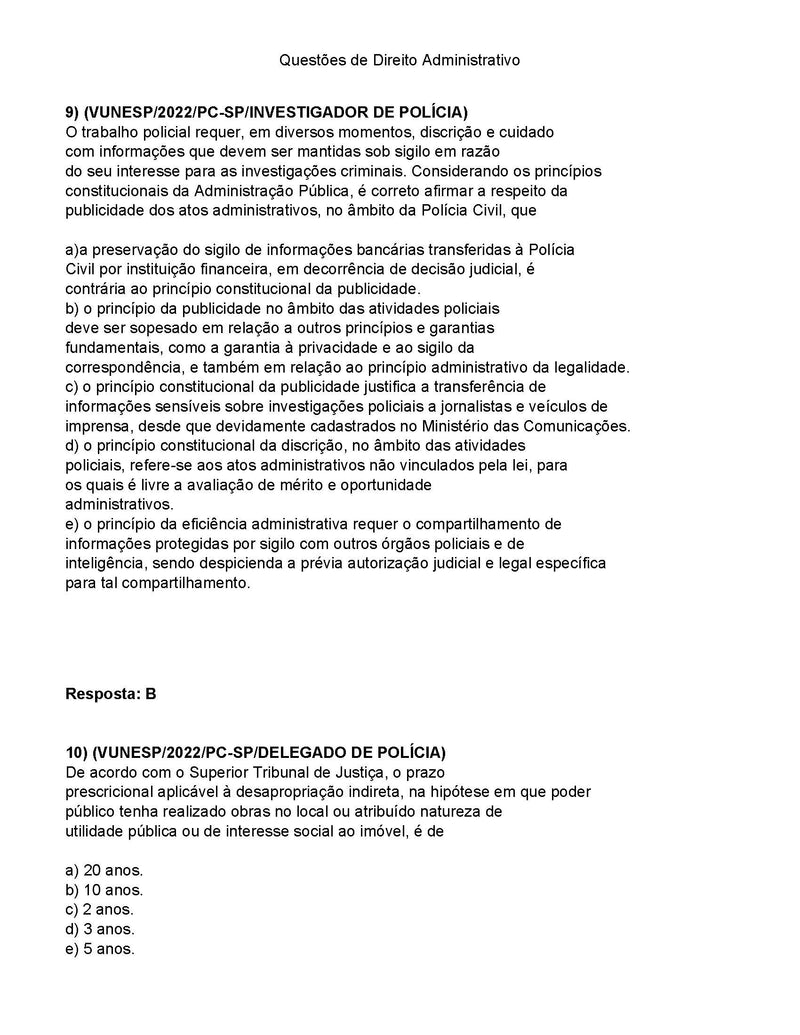 Apostila de Questões para Concurso PC-SP 2023 - Mais de 900 Questões de Concursos Anteriores da PC-SP da Banca Vunesp | loja123shop