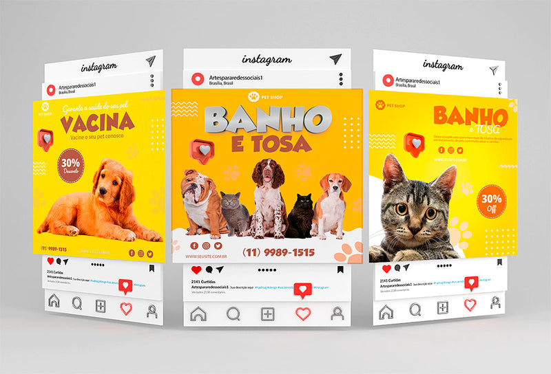 100 Artes de Criativos para Redes Sociais de Pet Shop | loja123shop