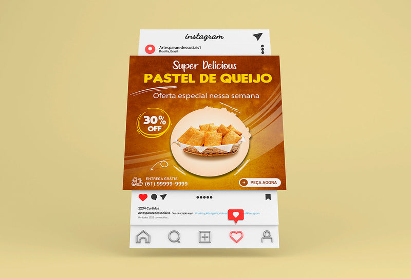 100 Artes de Criativos para Redes Sociais de Pastelaria | loja123shop