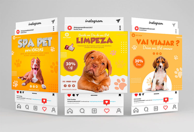 100 Artes de Criativos para Redes Sociais de Pet Shop | loja123shop