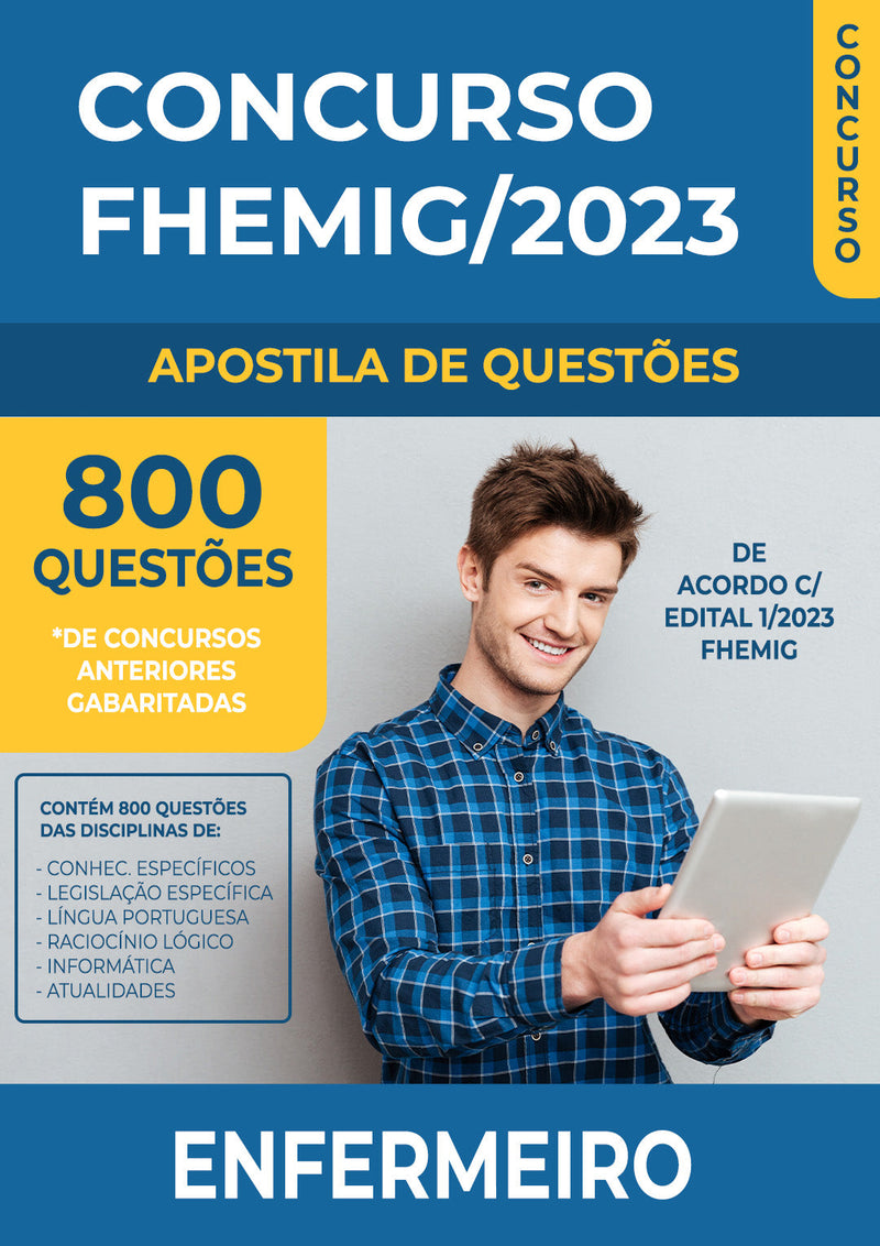 Apostila de Questões para o Concurso FHEMIG 2023 para Enfermeiro - Mais de 800 Questões Gabaritadas | loja123shop