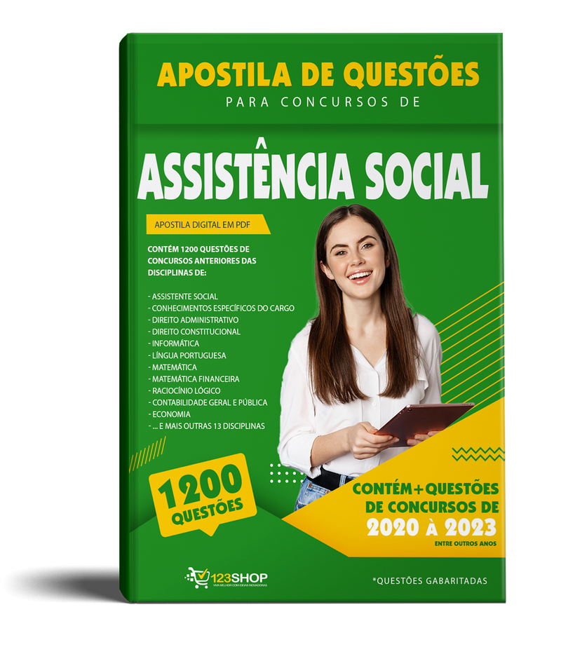 Caderno de Questões para Concursos de Assistência Social - Mais de 1.200 Questões Gabaritadas | loja123shop