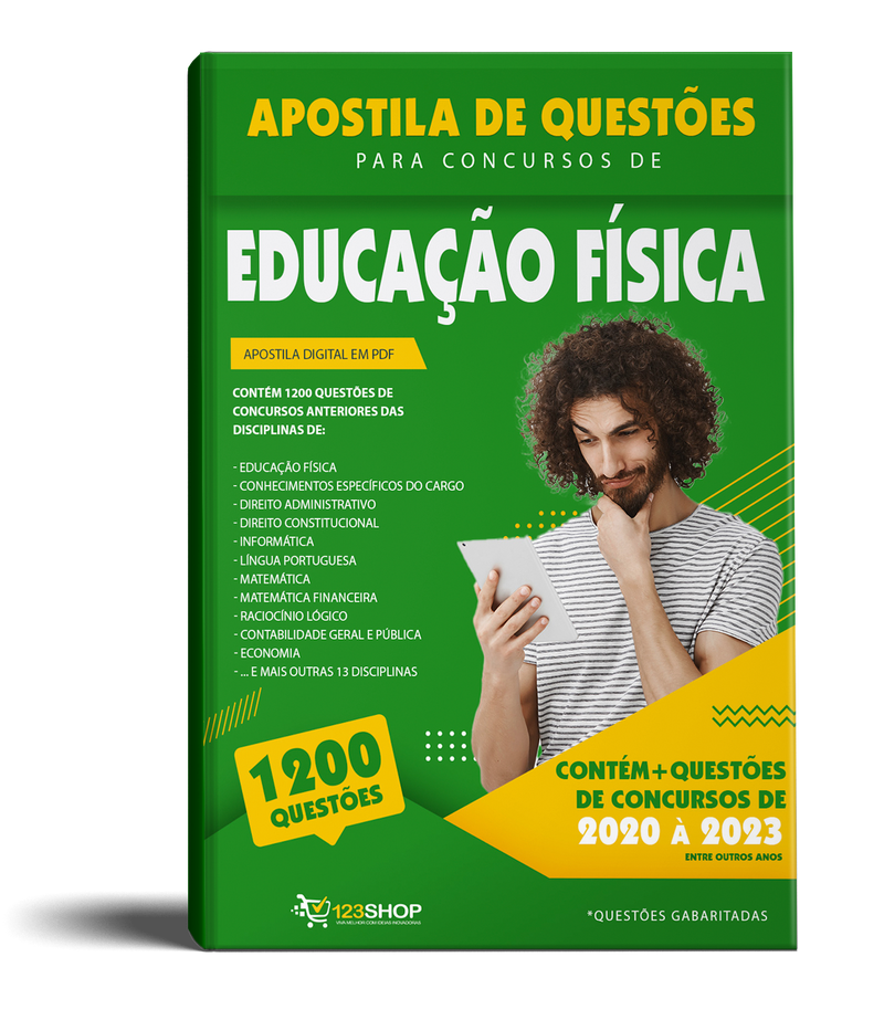 Caderno de Questões para Concursos de Educação Física - Mais de 1.200 Questões Gabaritadas | loja123shop