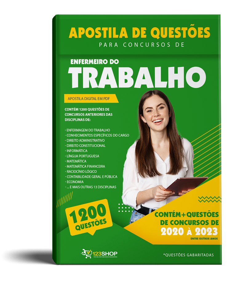 Caderno de Questões para Concursos de Enfermeiro do Trabalho - Mais de 1.200 Questões Gabaritadas | loja123shop