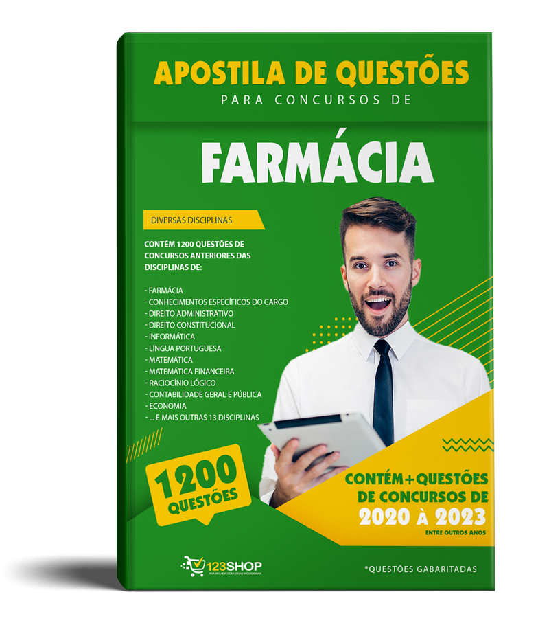 Questões para Concursos de Farmácia - Mais de 1.200 Questões Gabaritadas | loja123shop
