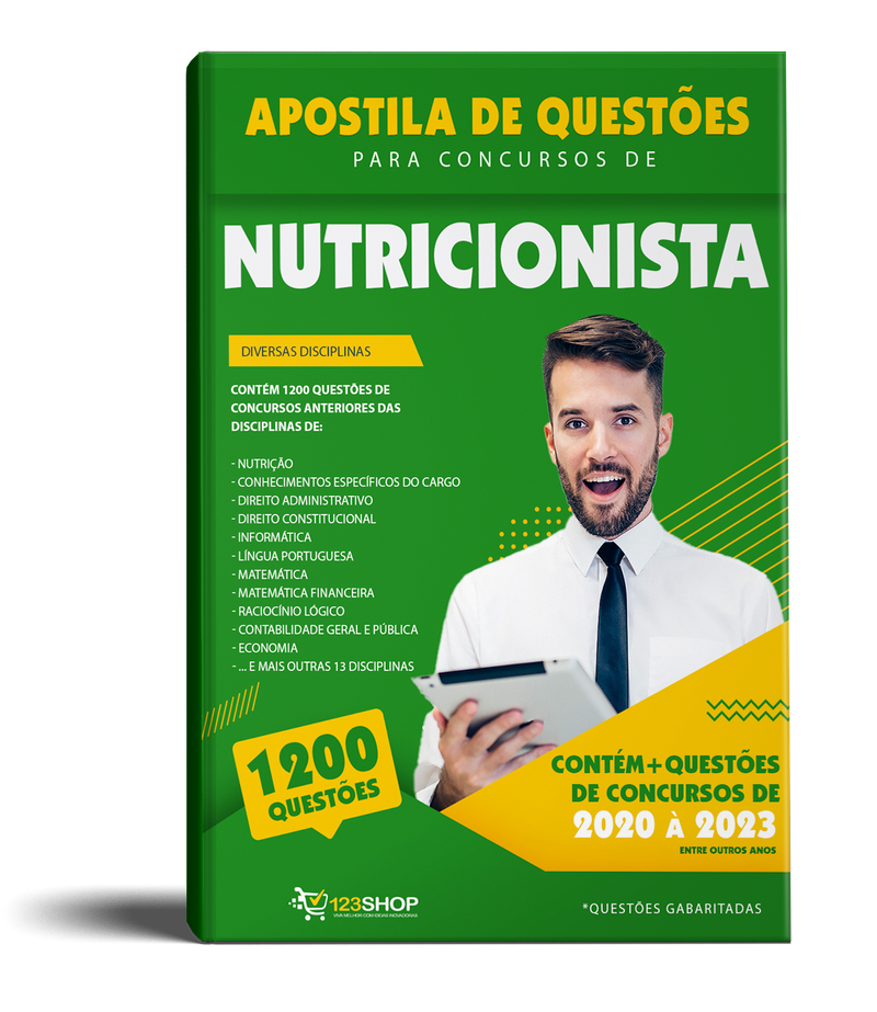 Caderno de Questões para Concursos de Nutricionista - Mais de 1.200 Questões Gabaritadas | loja123shop