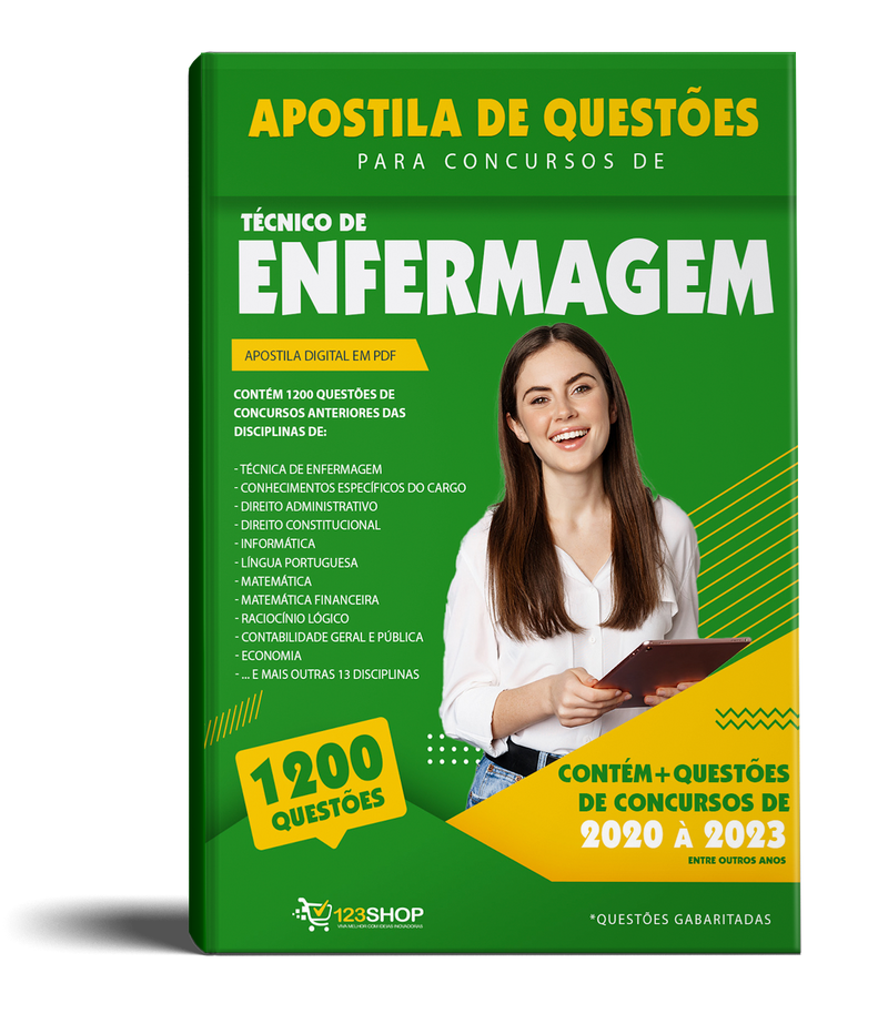 Exercícios para Concursos de Técnico de Enfermagem - Mais de 1.200 Questões Gabaritadas | loja123shop