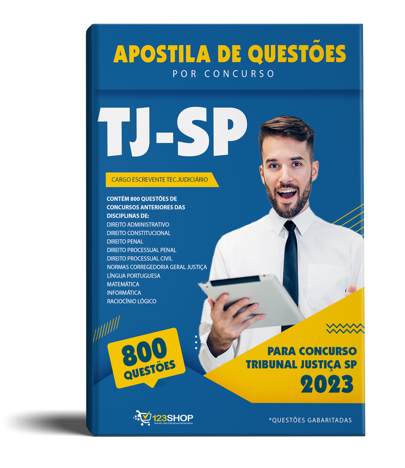 Apostila de Questões para Concurso TJ-SP 2023 para Escrevente Técnico Judiciário - Mais de 800 Questões Gabaritadas | loja123shop