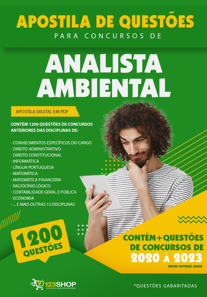 Caderno de Questões para Concursos de Analista Ambiental - Mais de 1.200 Questões Gabaritadas | loja123shop