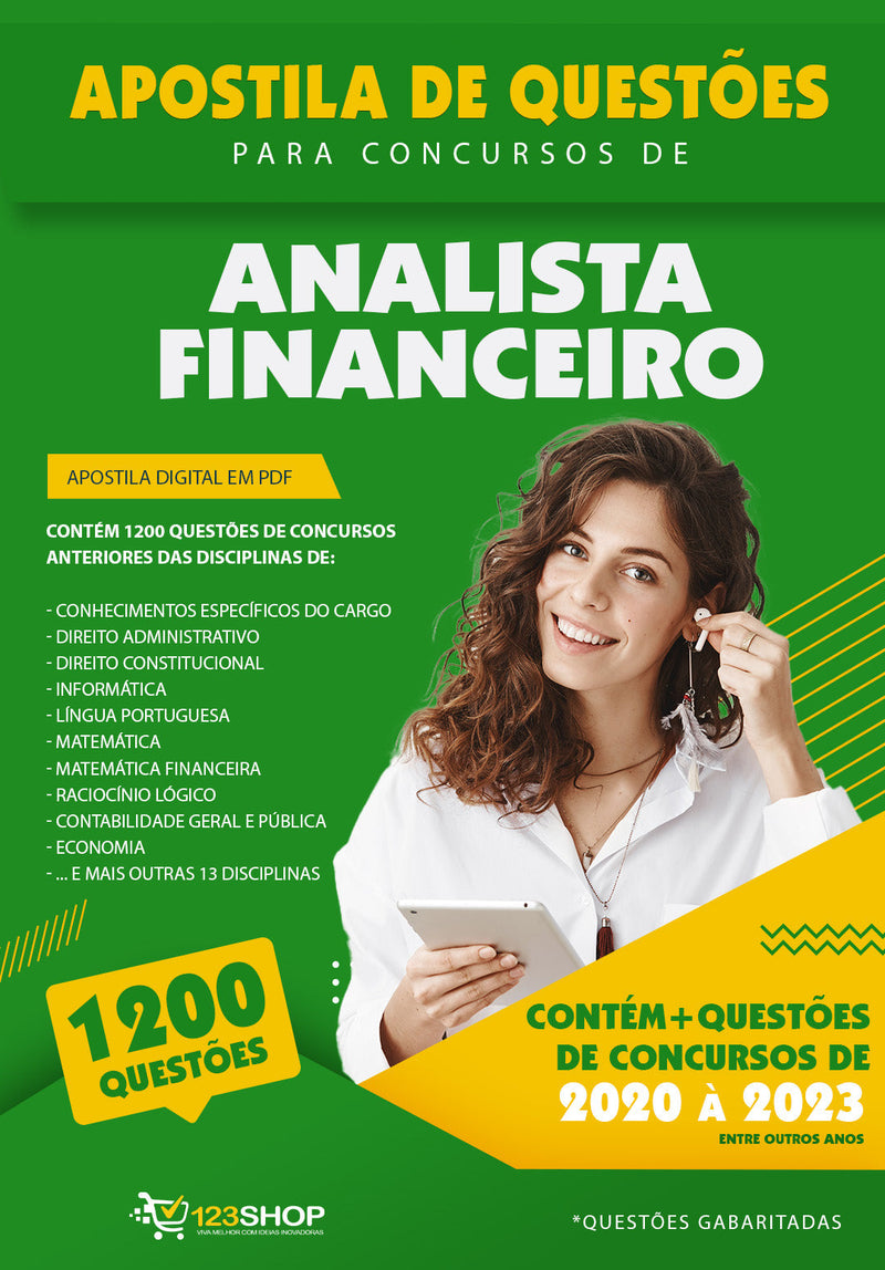 Simulado para Concursos de Analista Financeiro - Mais de 1.200 Questões Gabaritadas | loja123shop
