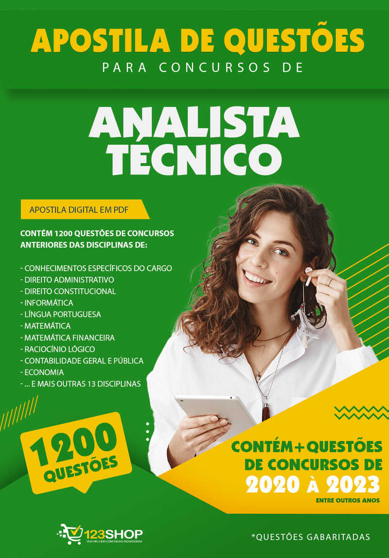 Questões de Concurso de Analista Técnico - Mais de 1.200 Questões Gabaritadas | loja123shop