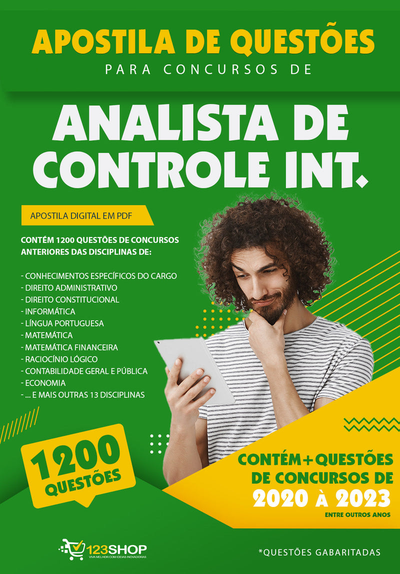 Questões para Concursos de Analista de Controle Interno - Mais de 1.200 Questões Gabaritadas | loja123shop
