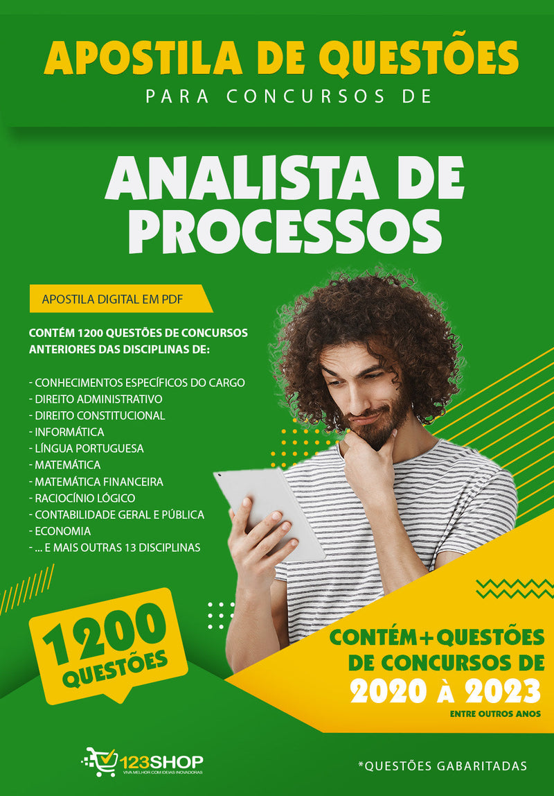 Simulado para Concursos de Analista de Processos - Mais de 1.200 Questões Gabaritadas | loja123shop