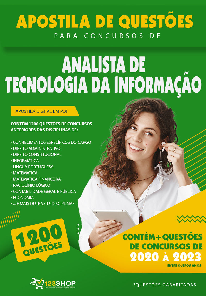 Questões de Concurso de Analista de Tecnologia da Informação - Mais de 1.200 Questões Gabaritadas | loja123shop
