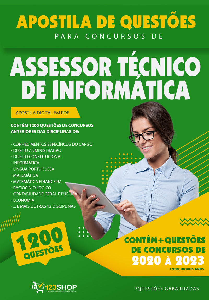 Exercícios para Concursos de Assessor Técnico de Informática - Mais de 1.200 Questões Gabaritadas | loja123shop