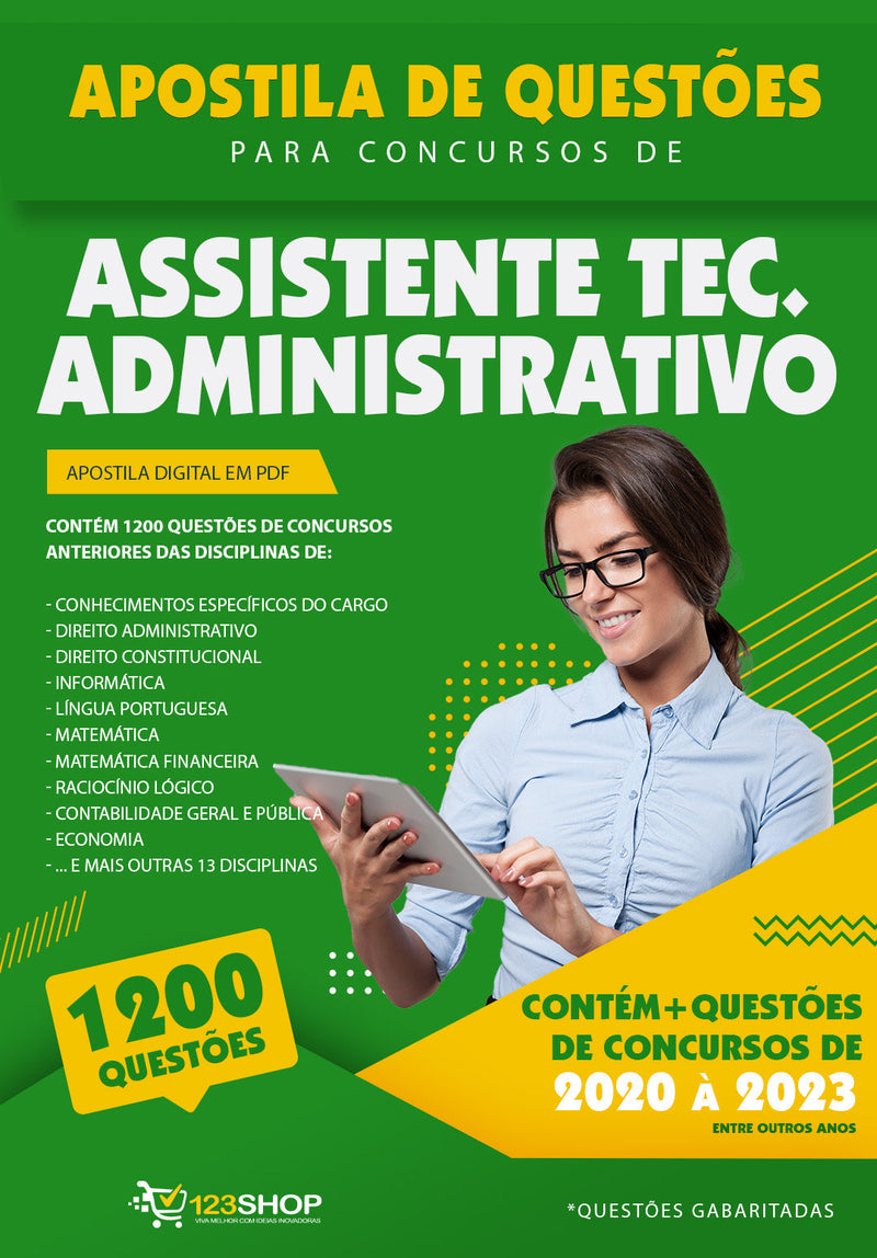 Simulado para Concursos de Assistente Técnico Administrativo - Mais de 1.200 Questões Gabaritadas