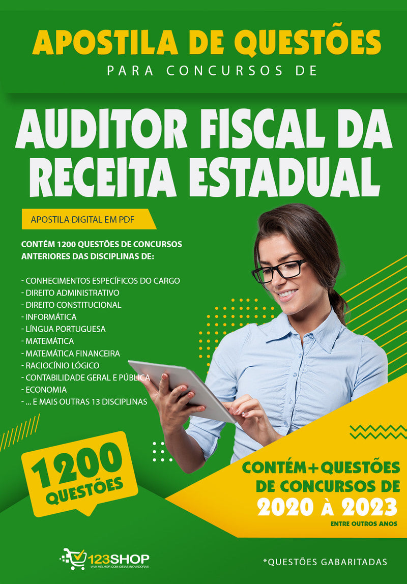 Exercícios para Concursos de Auditor Fiscal da Receita Estadual - Mais de 1.200 Questões Gabaritadas | loja123shop