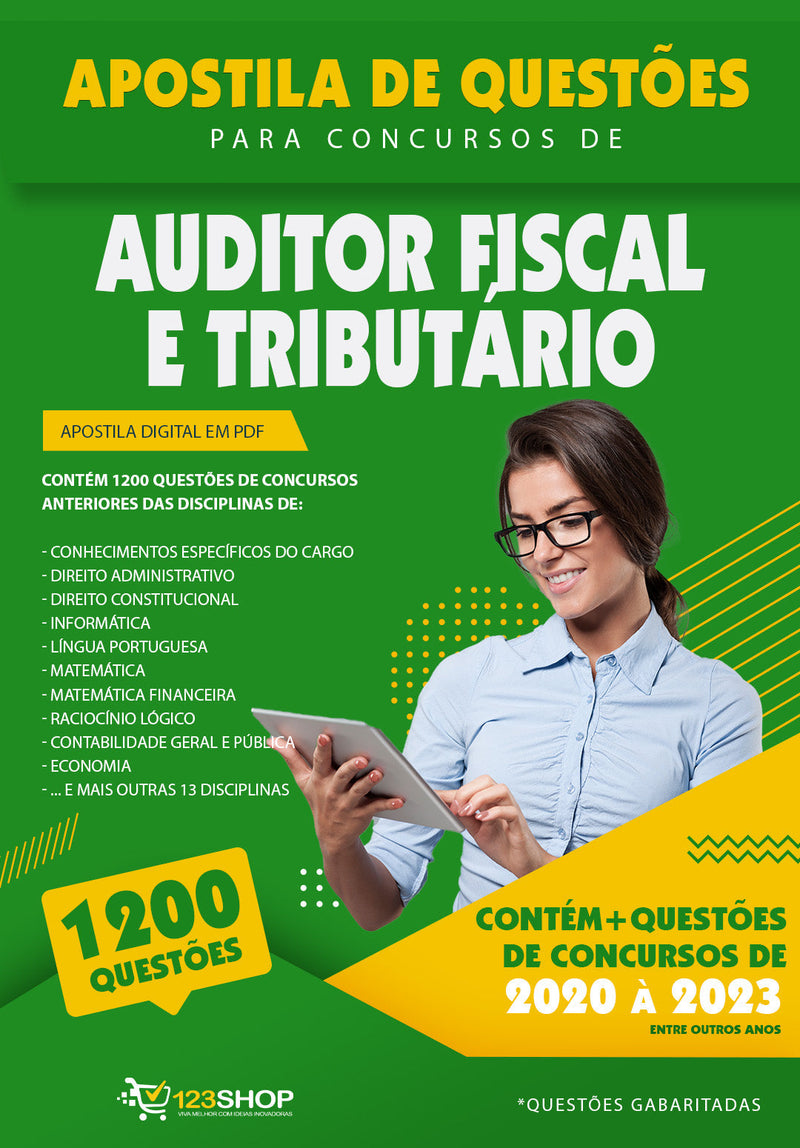 Questões de Concurso de Auditor Fiscal e Tributário - Mais de 1.200 Questões Gabaritadas | loja123shop