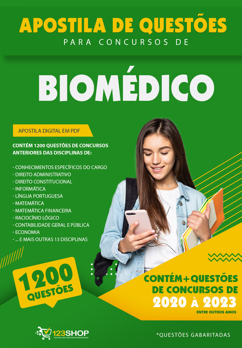 Questões de Concurso de Biomédico - Mais de 1.200 Questões Gabaritadas | loja123shop