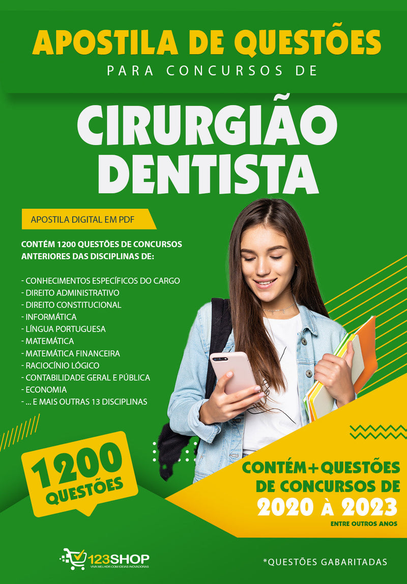 Questões para Concursos de Cirurgião Dentista - Mais de 1.200 Questões Gabaritadas | loja123shop