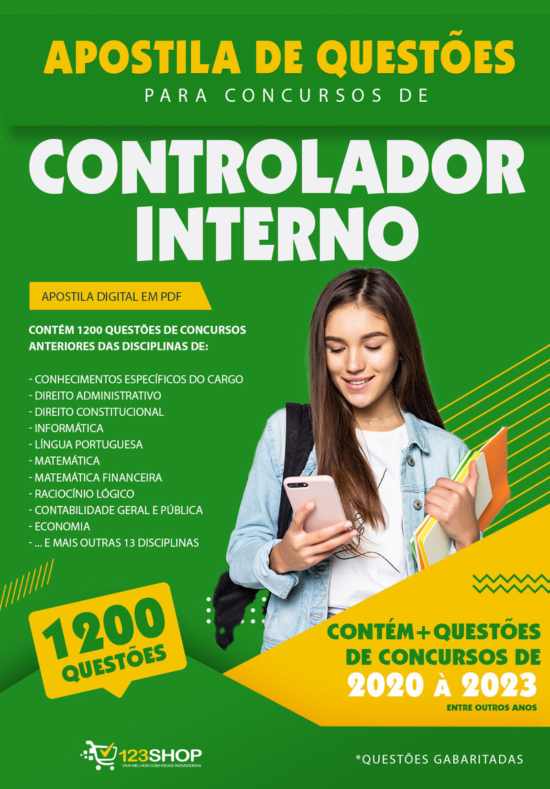 Exercícios para Concursos de Controlador Interno - Mais de 1.200 Questões Gabaritadas | loja123shop