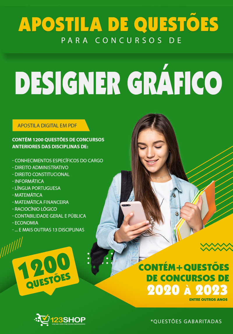 Exercícios para Concursos de Designer Gráfico - Mais de 1.200 Questões Gabaritadas | loja123shop