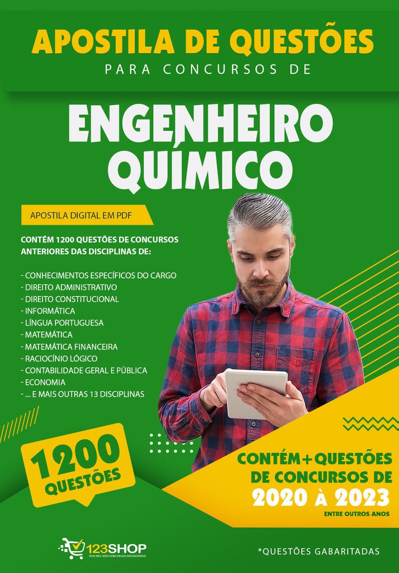 Questões para Concursos de Engenheiro Químico - Mais de 1.200 Questões Gabaritadas | loja123shop