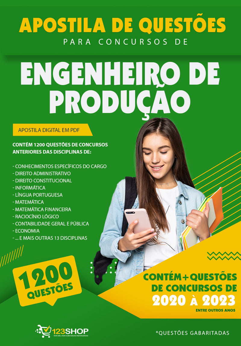 Questões para Concursos de Engenheiro de Produção - Mais de 1.200 Questões Gabaritadas | loja123shop