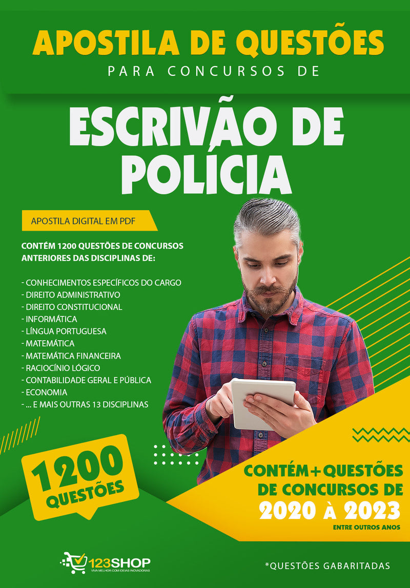 Exercícios para Concursos de Escrivão de Polícia - Mais de 1.200 Questões Gabaritadas | loja123shop