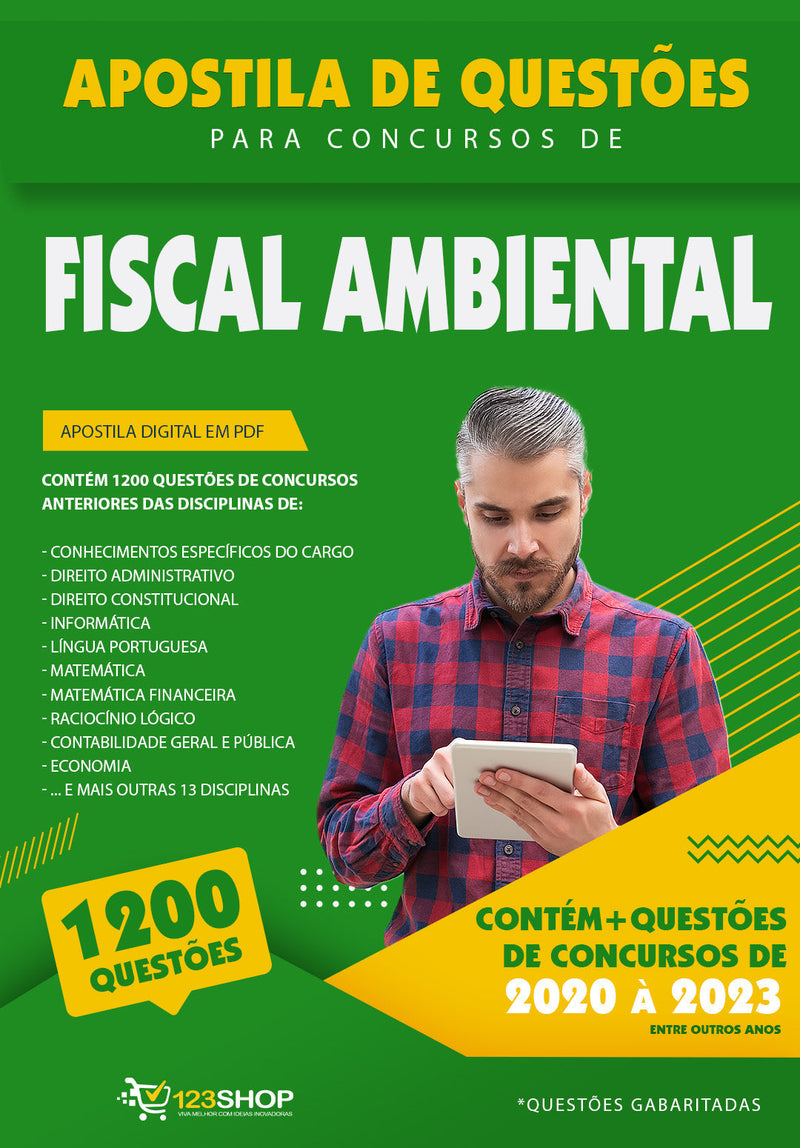 Questões para Concursos de Fiscal Ambiental - Mais de 1.200 Questões Gabaritadas | loja123shop